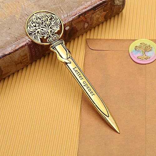 Miniatura 5 de JKJF 2 piezas de abrecartas abrecartas abrecartas de metal cortadora de sobres para oficina en casa escuela - plata y oro