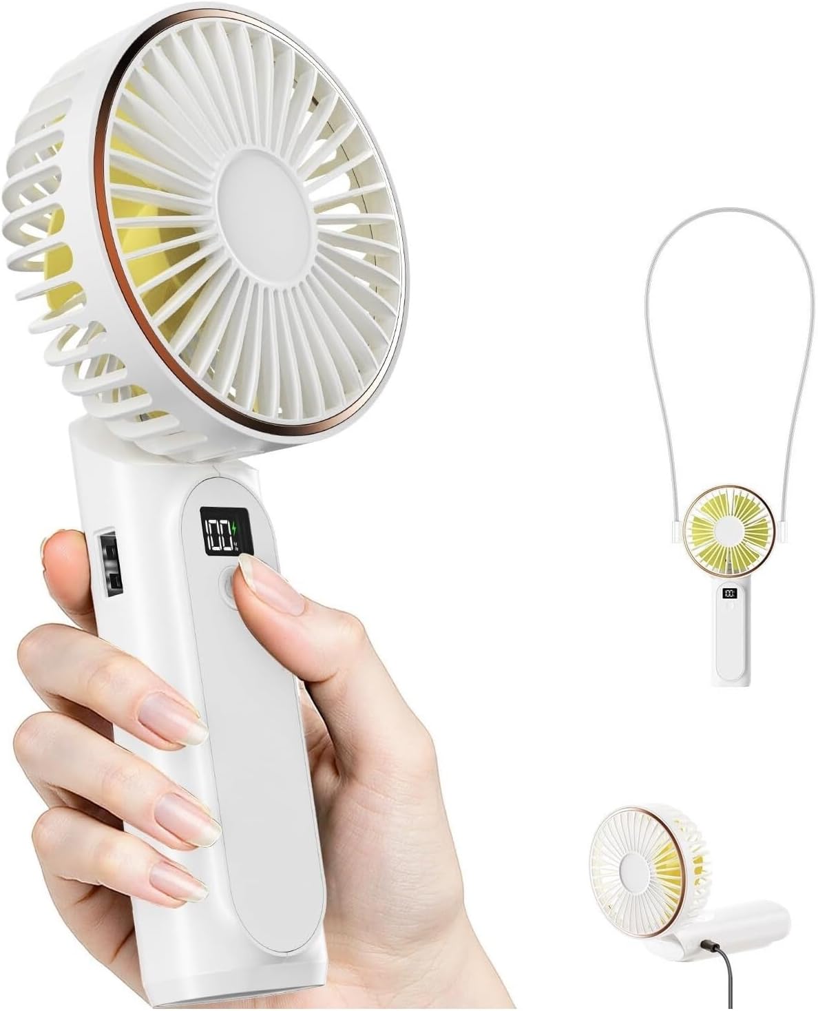 Foldable Handheld Fan with 4000mAh Power Source, 6-Speed Adjustable Personal Cooling Fan with LCD Display, 4-12H Silent Operation Portable Desk Fan for Travel, Outdoor, Office,(Black)