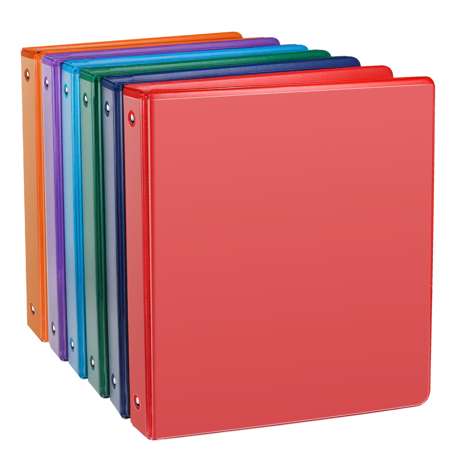 COMIX 3 Ring Binder 1/2 inch with Clear View Cover, 0.5" View Binder Holds 100 Sheets of US Letter Size Paper, 6 Pack (Assorted)