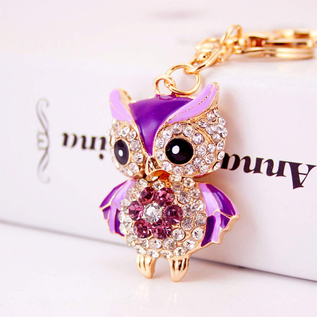 Cute Owl Shape Crystal Rhinestone Sparkling Keychain Bag Pendant Handbag Charm for Women Girls