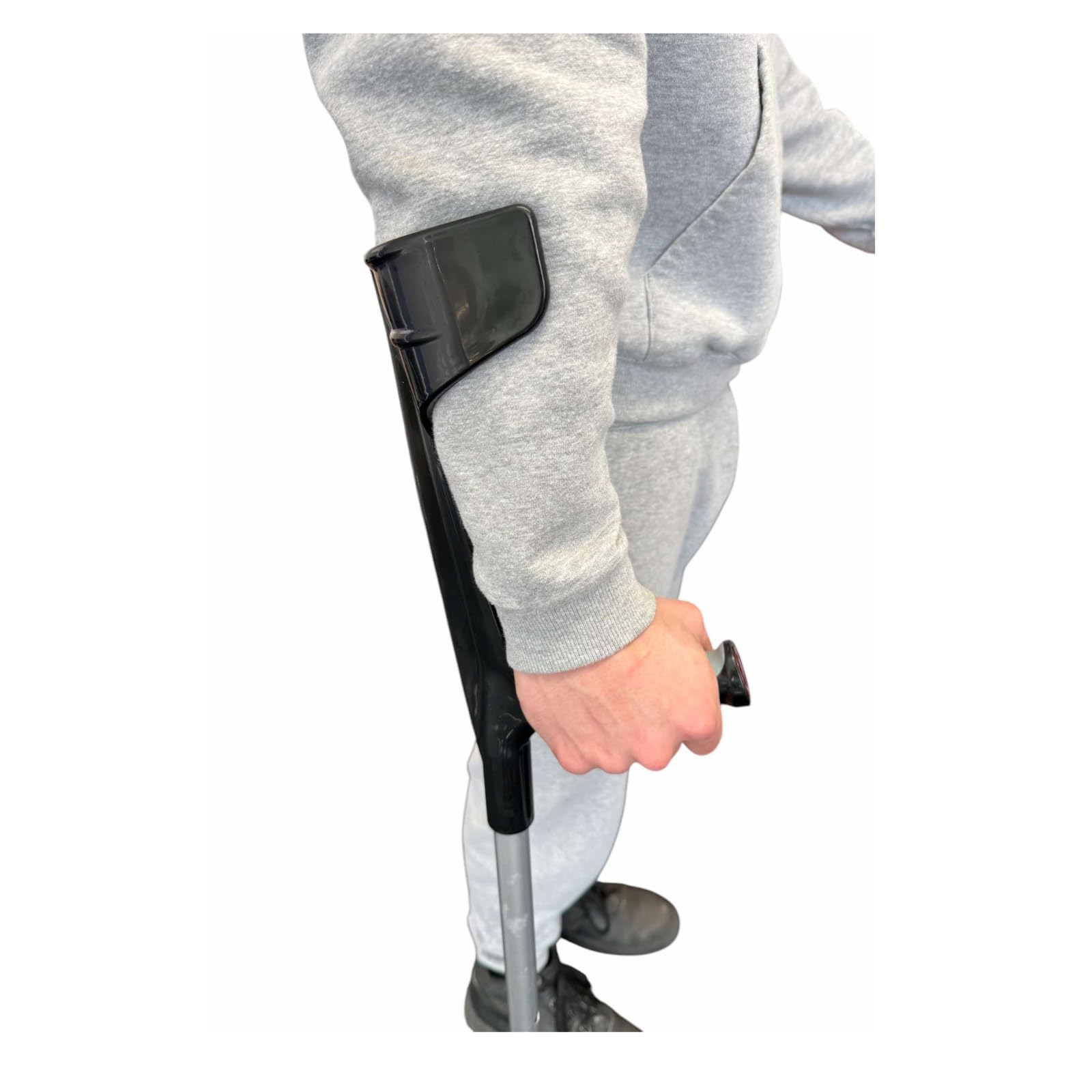 Muletas para adultos, par de altura ajustable para mujeres y hombres, puño abierto, cómodo mango de goma, ayuda de movilidad ideal para recuperación y apoyo