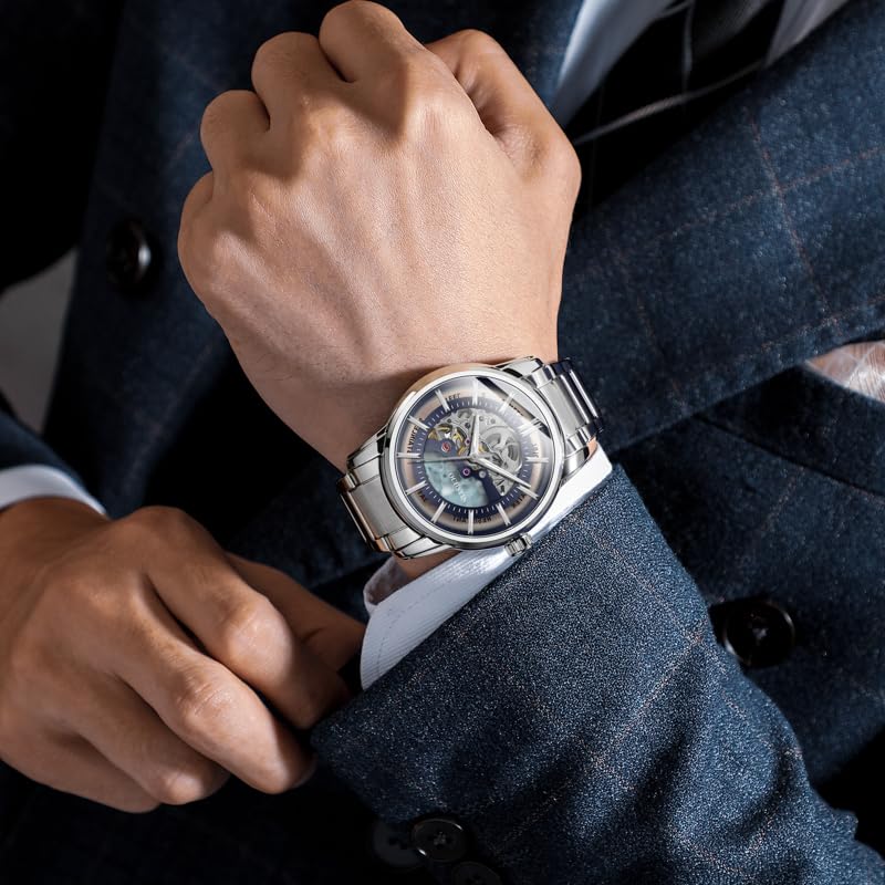 Image of OVERFLY OCHSTIN 7011 Men's Automatic Skeleton Dial Watch | Round Analog Display Mechanical Watch | Stainless Steel | Alloy Steel