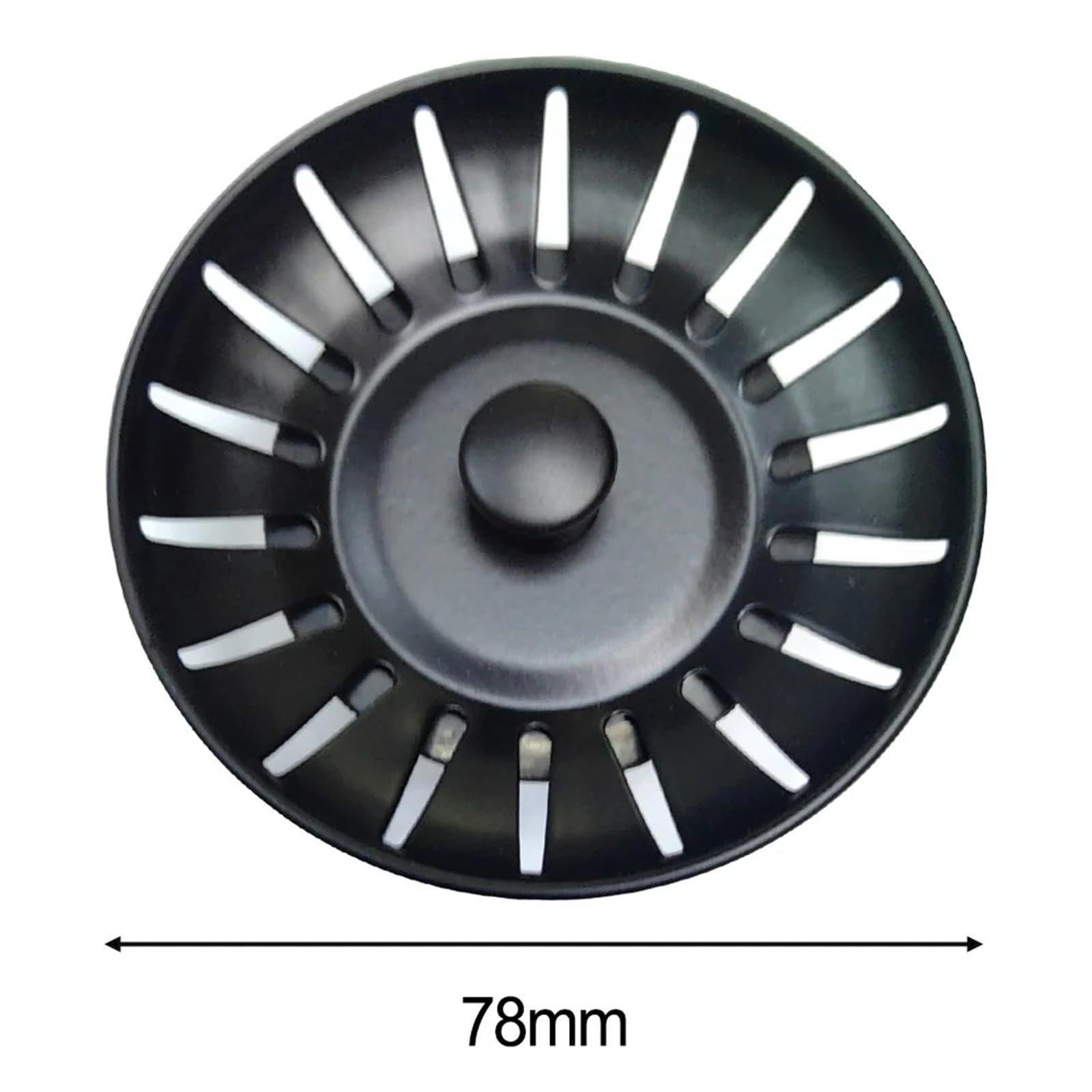 Tappo per lavello in acciaio inox 304, nero, 8 cm, tappo di scarico per cucina e bagno, con guarnizione in gomma