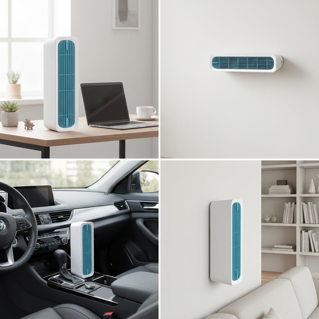 Aires acondicionados portátiles, ventilador de refrigeración personal con Turbo para montaje en pared 2 en 1, ventiladores silenciosos recargables por USB sin cuchillas para el hogar, oficina, coche