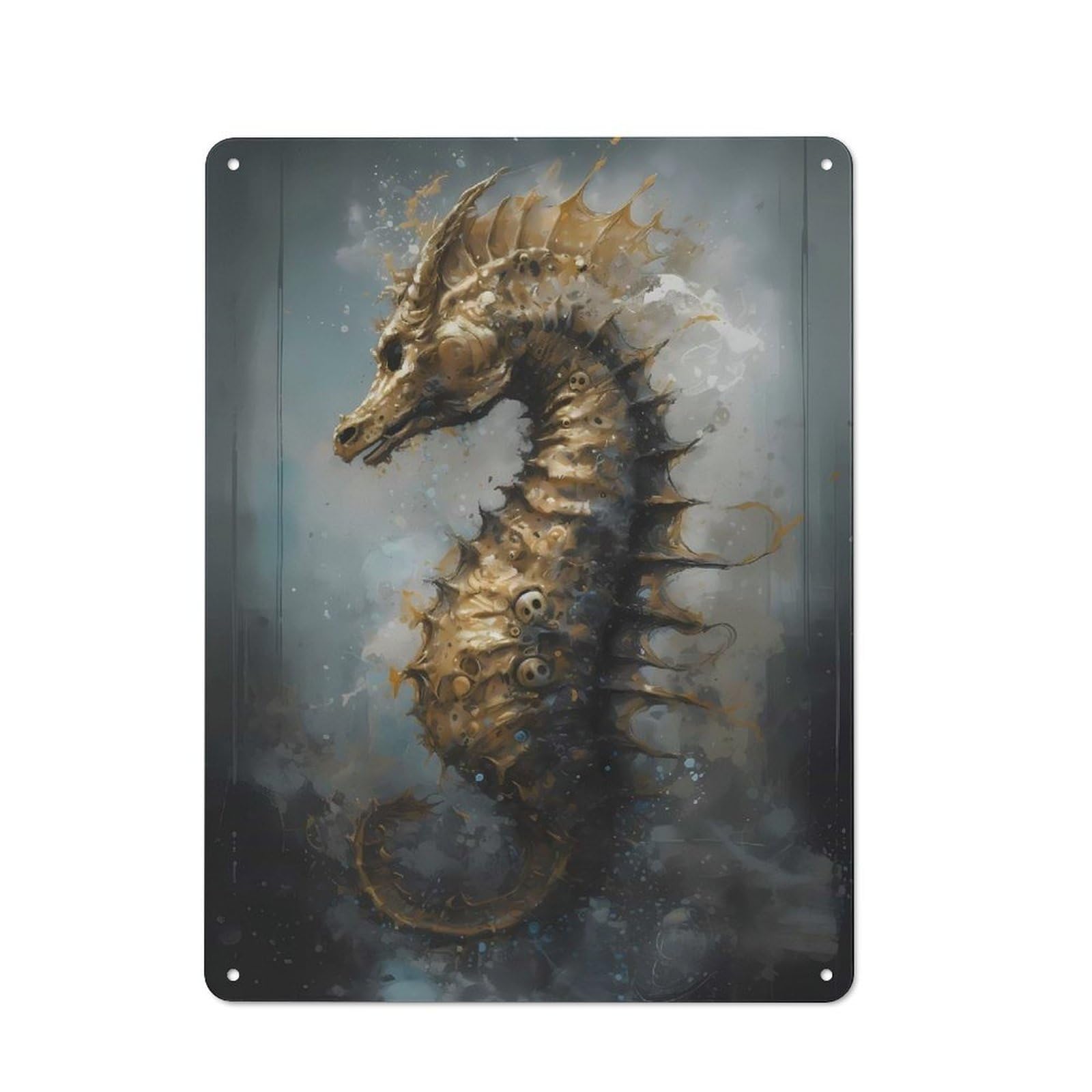 Junmoney Seahorse Mythic Kitchen Metal Sign With Design 40X30cm, Vintage Cafe Wall Decor For Restaurant, Kitchen, Counter Or Breakfast Nook