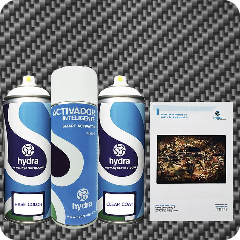 STARTER Kit Cubicatura Kit: Attivatore Spray 400 ml + colore di fondo + vernice + manuale di istruzioni+ pellicola cubicatura carbonio. Larghezza: 50 cm. Lunghezza: 200 cm (HFC-118)