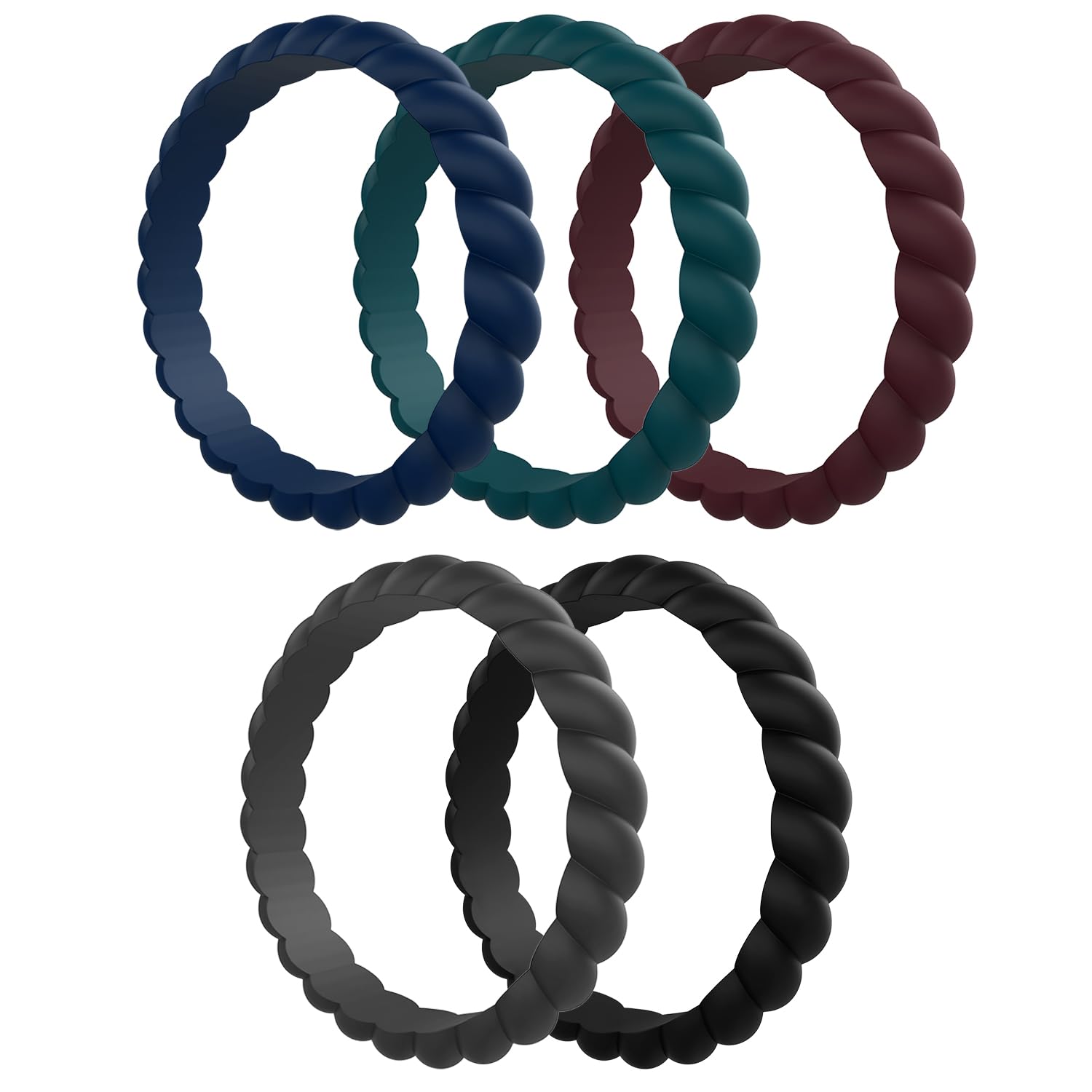 Egnaro Women's Silicone Anniversary Wedding Ring 2.5mm Wide 1.8mm Thick