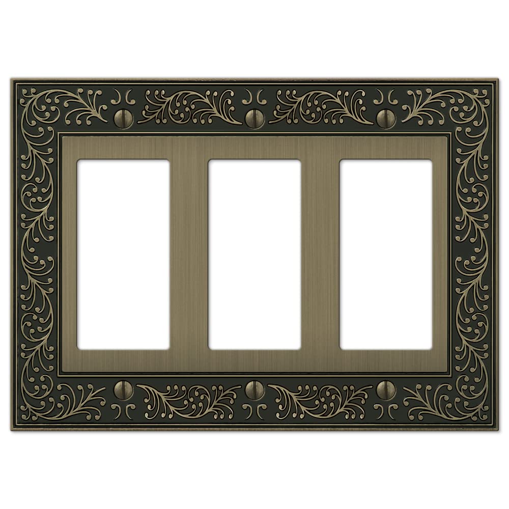 Amerelle 65TTTAB Plaque Murale Triple En Métal Moulé Filigrane Laiton Antique