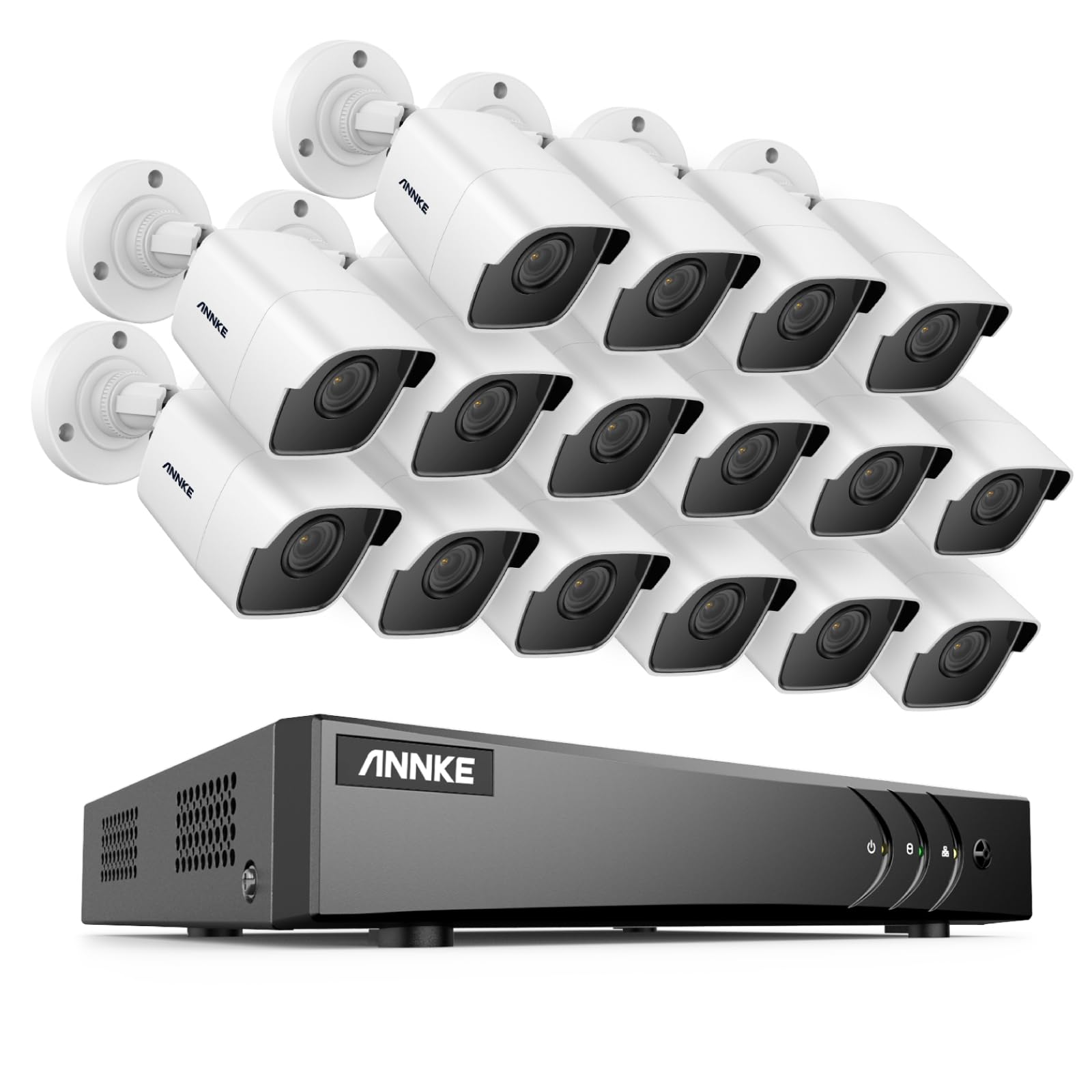 ANNKE 5MP 16CH Video DVR Surveillance System 16pcs Wired Outdoor 5MP CCTV Bullet Cameras, 3K Lite 16-Channel DVR for Home and Business 24/7 Recording,