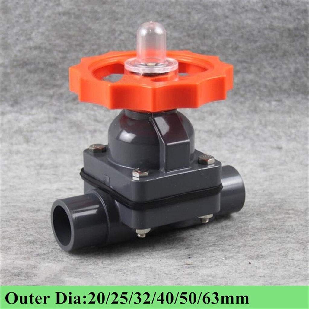 Membranventil, Od 20~110 Mm Upvc. Kunststoff-Membran-Ventil, Aquarium-Tank-Bewässerungsadapter Gartenwasseranschlüsse Industrielle Wasser-Rohr-Armaturen, 1 Stücke (Size : OD32mm(DN25))