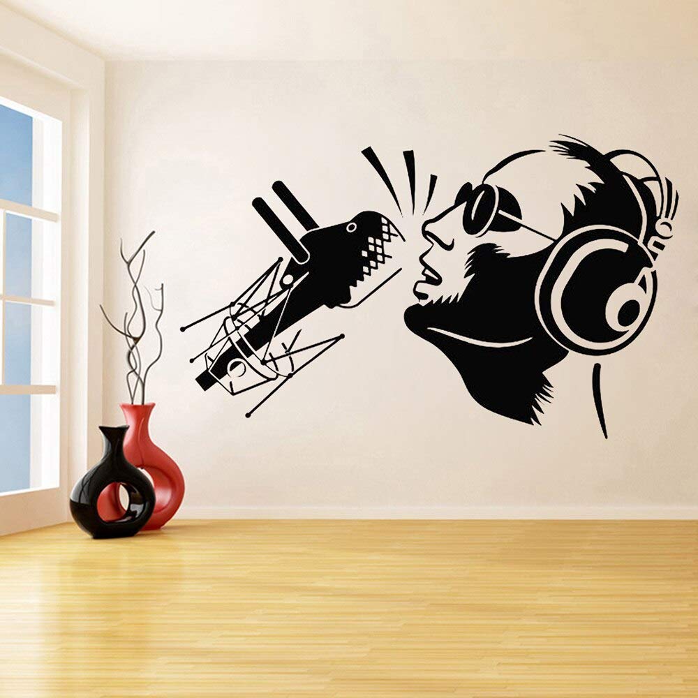 Autocollant Mural Vintage Microphone - Déco Salle De Musique, Vinyle Amovible Prime Decals