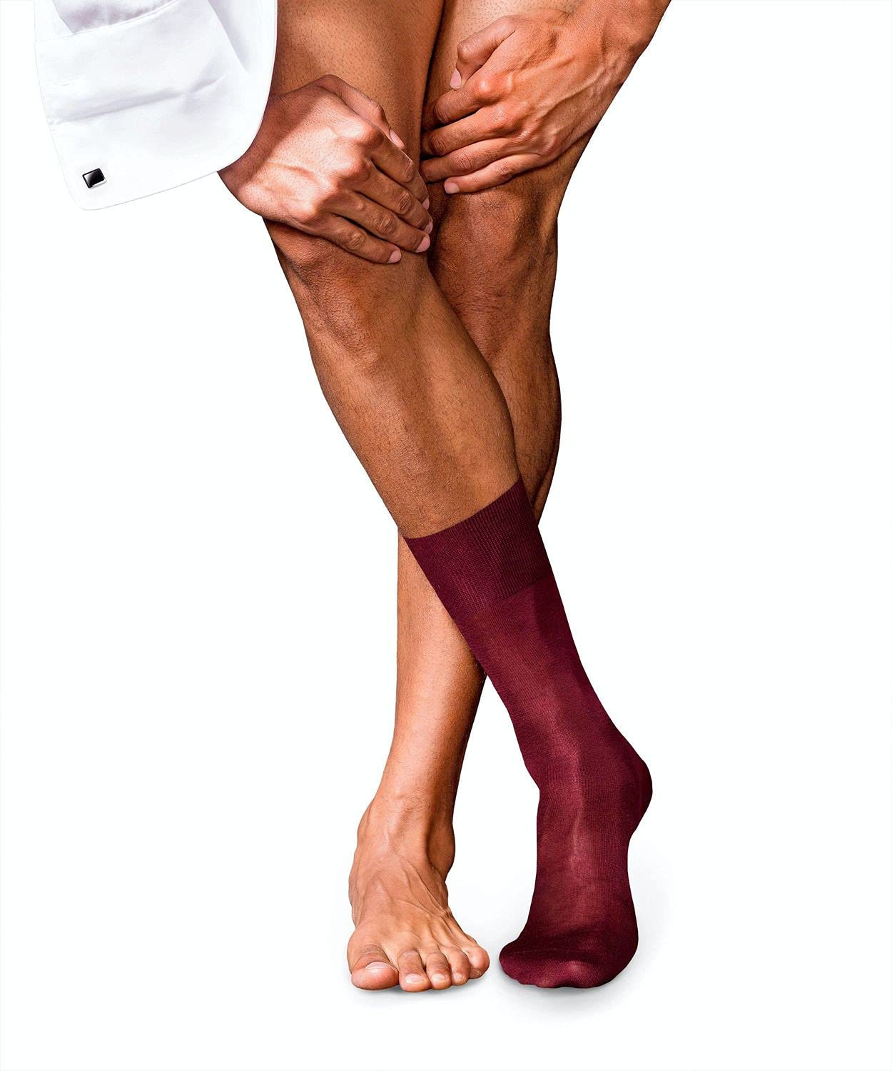 FALKE Men's No. 4 M So Silk Plain 1 Pair Socks, Red Barolo 8596, 8.5-9.5