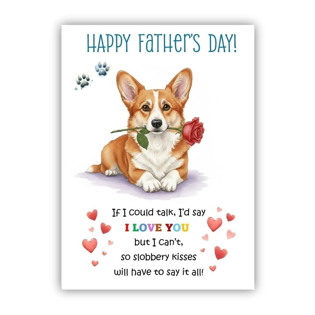 Father’s Day Card From the Dog. Multiple Breeds Available. Adorable Fathers Day Pet Card (• Pembroke Welsh Corgi)