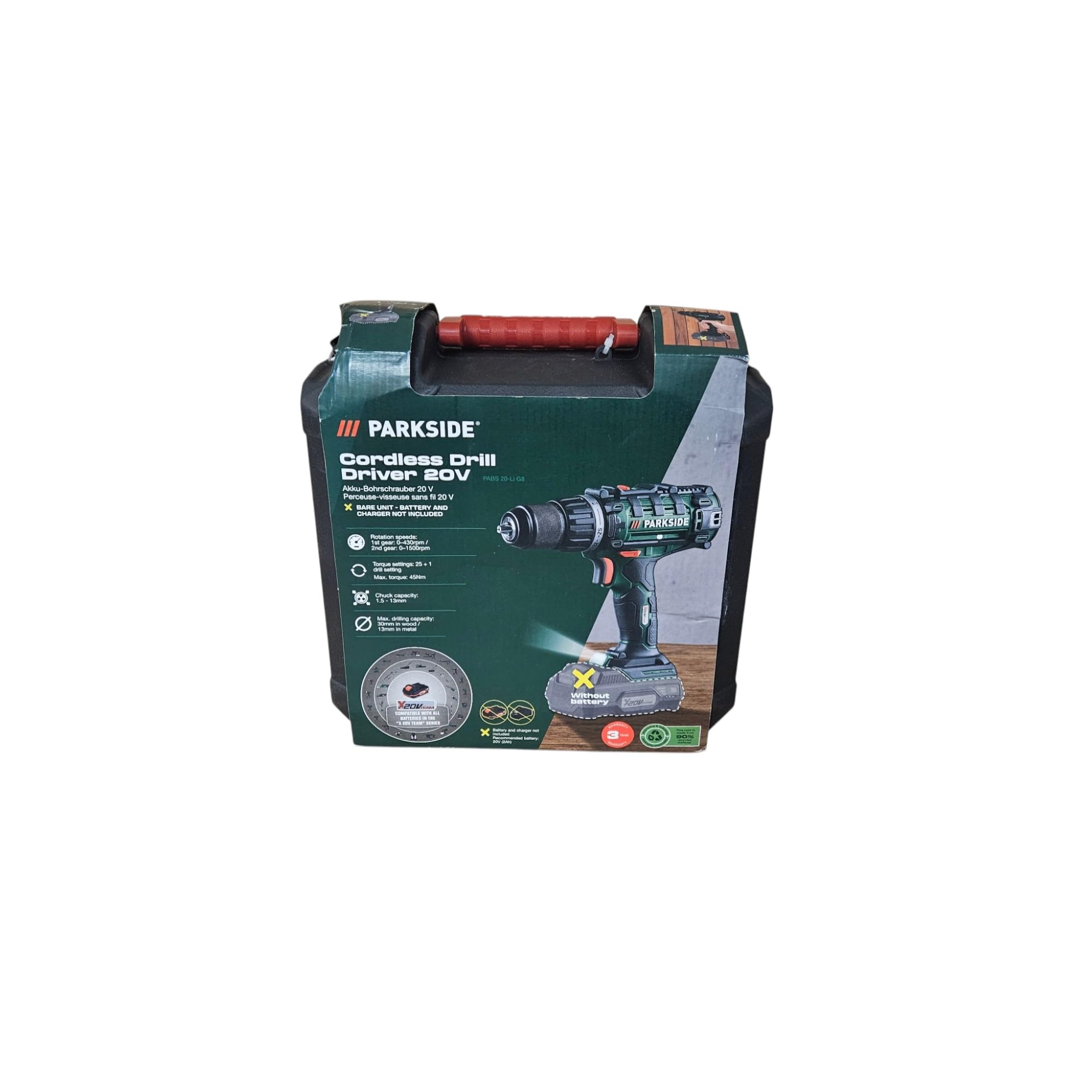 PARK SIDE Parkside PARKSIDE - Taladro atornillador inalámbrico PABS 20-Li E6 con batería y cargador de 20 V