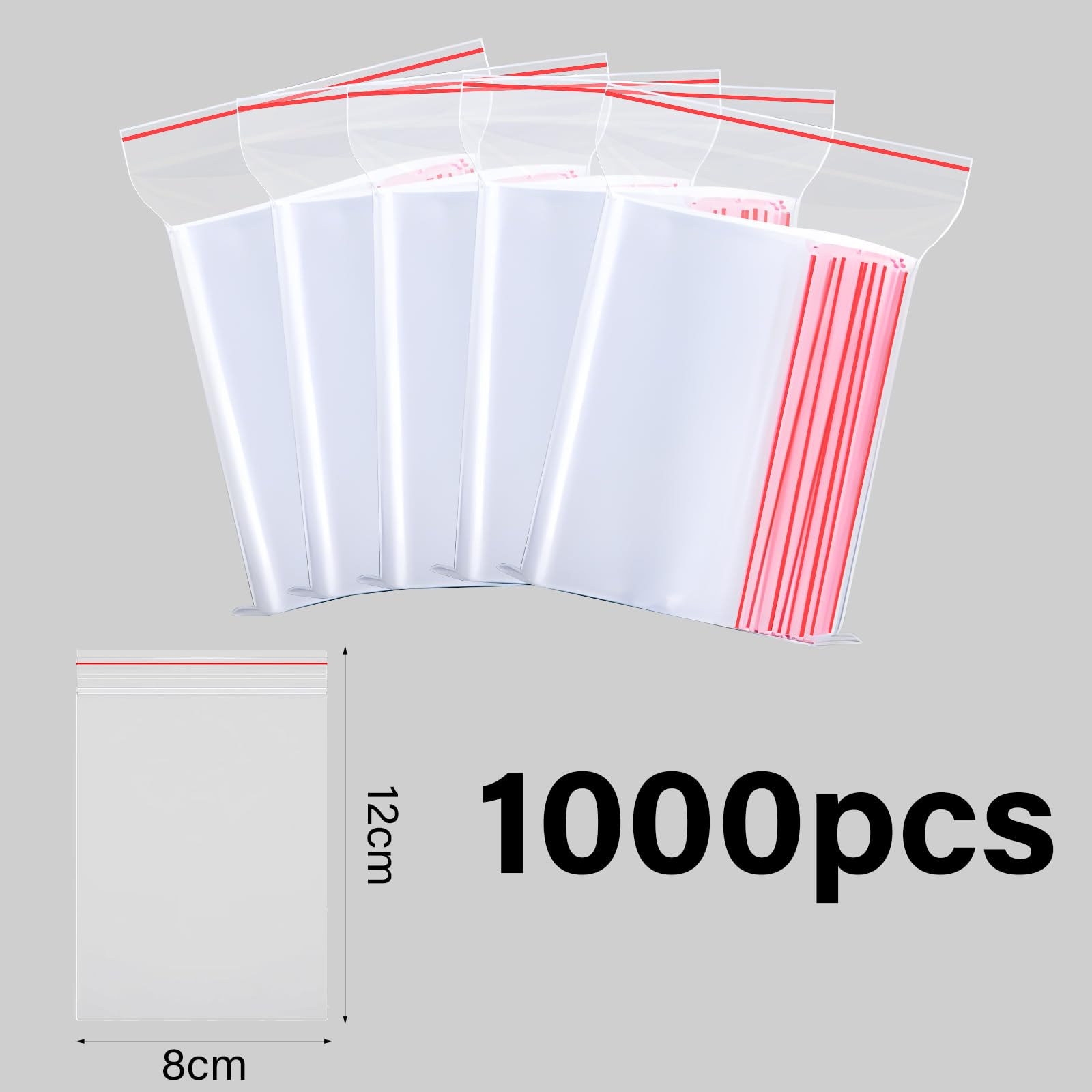 Confezione da 1000 sacchetti multiuso in polietilene, dimensioni: 5,5 x 7,9 cm, con chiusura a cerniera, riutilizzabili, richiudibili, in plastica