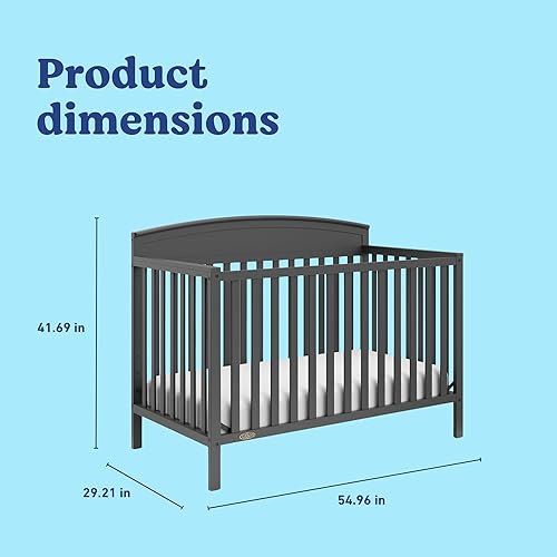 Miniatura 7 de Graco Benton - Cuna convertible 5 en 1 (gris)  Certificado GREENGUARD Gold, se convierte de cuna de bebé a cama infantil, sofá cama y cama de tamaño
