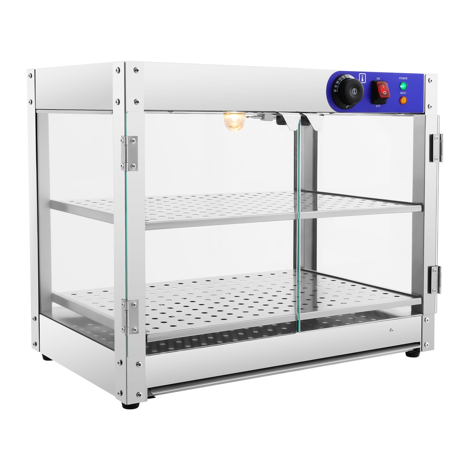 Vitrina Para Tartas De Acero Inoxidable, Armario TéRmico De 2 Niveles, Estantes TéRmicos De 2 Niveles,Buen Efecto De Pantalla, Gran Capacidad De Carga, Adecuado Para Tiendas