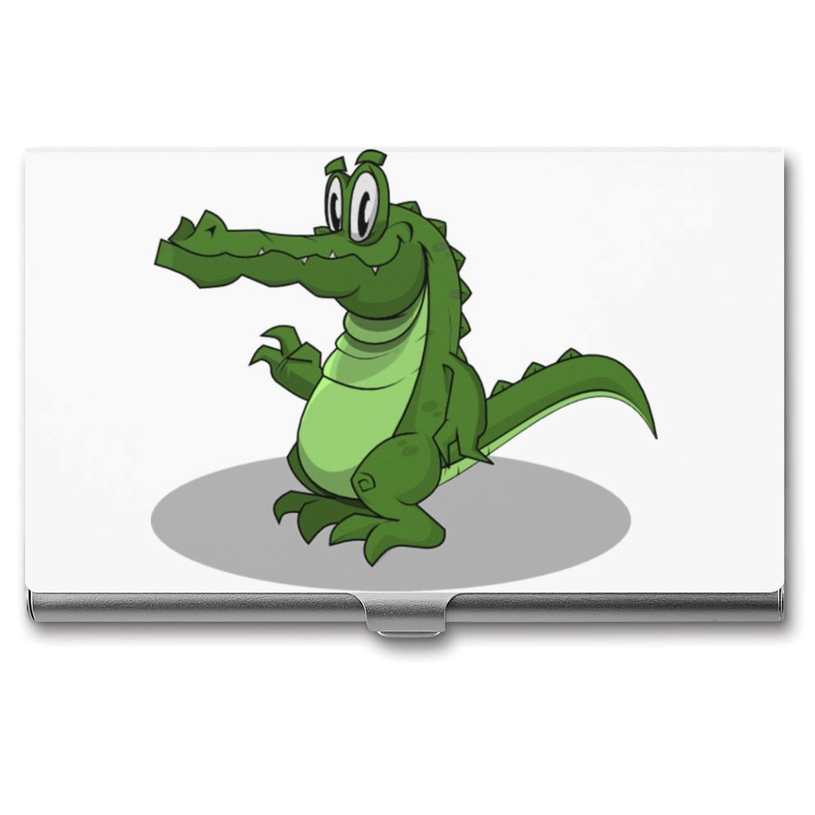 DWVTSLH Crocodile Business Card Holder, Slim Portable Metal Business Card Case Pocket Wallet Professional Name Cards Holder for 22-30 Cards, Credit Card ID Case/Holder for Men Women