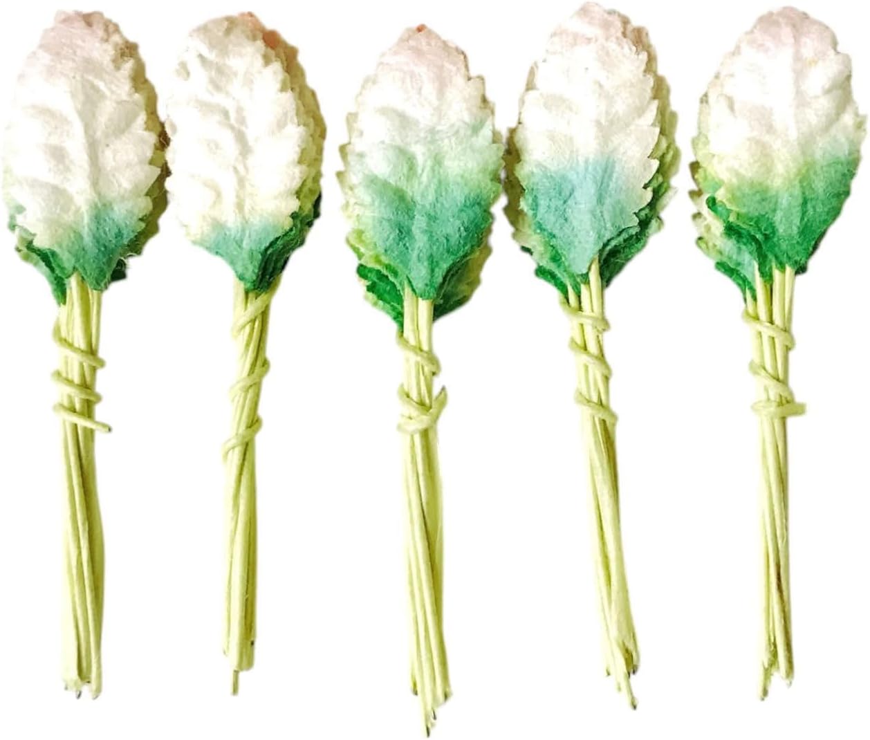 Ploen 50 pcs Light Pink Green leaves Roses mulberry paper Leaves with wire stems size 1 cm tiny leaf Mulberry Paper Leaves311 Craft Supplies Scrapbooking Embellishments for so Many Card Craft Projects