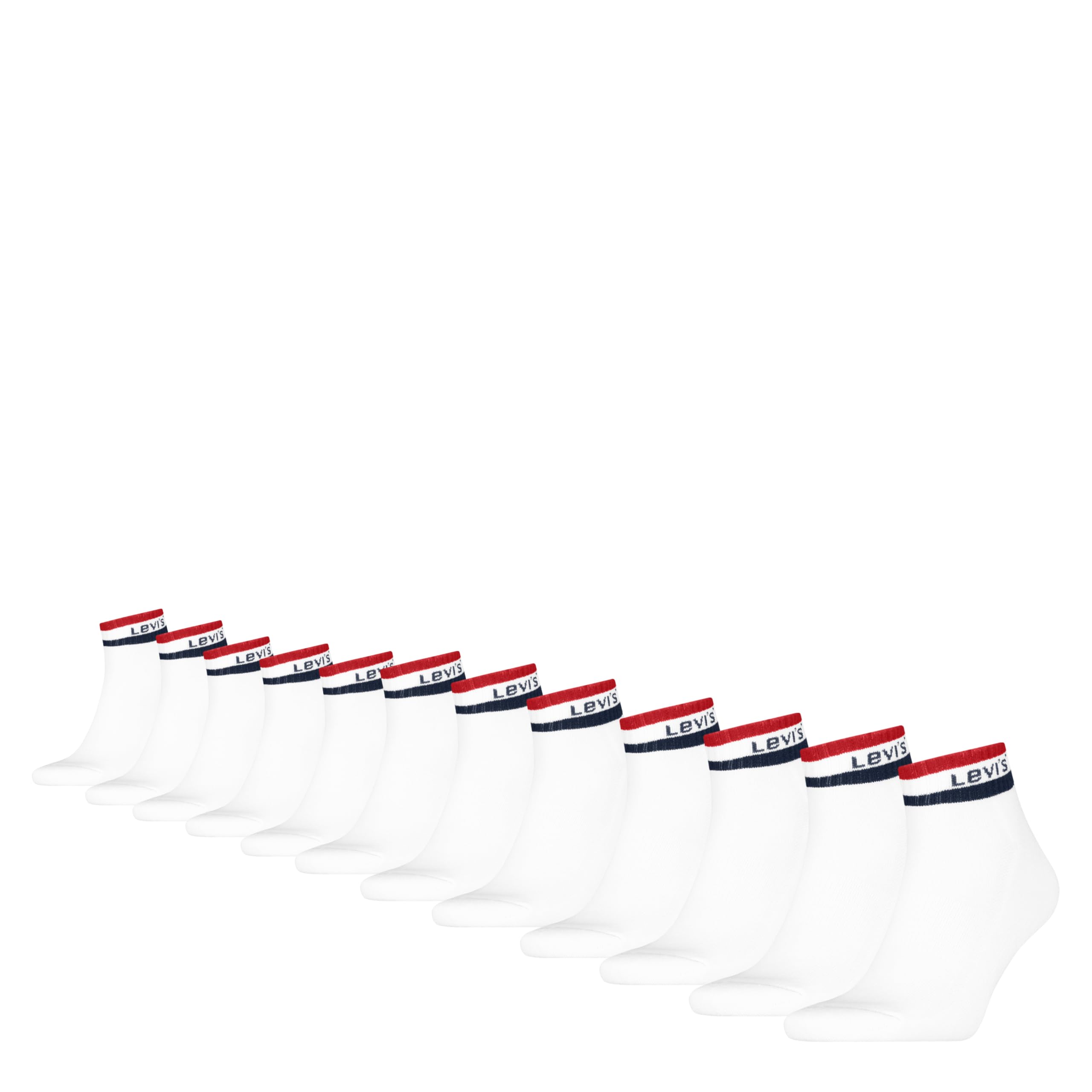 

                                                    Levi's Men's 12-Pack Quarter Crew Socks, White/Red