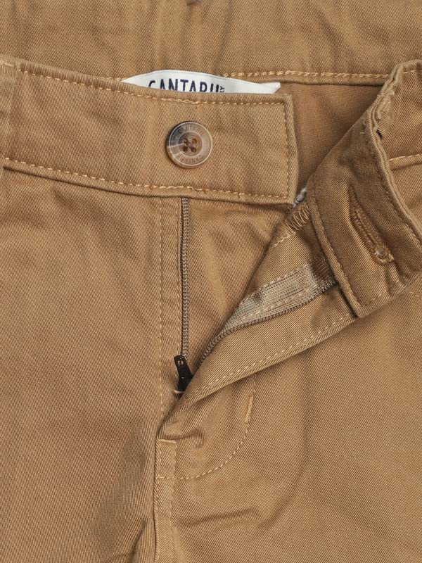 Image of Cantabil Beige Solid Cotton Non Pleated Regular Fit Mid Rise Casual Trouser for Boy | Casual Pants for Boys | Casual Wear Regular Fit Trouser for Boys (P BTRC00008 Beige)