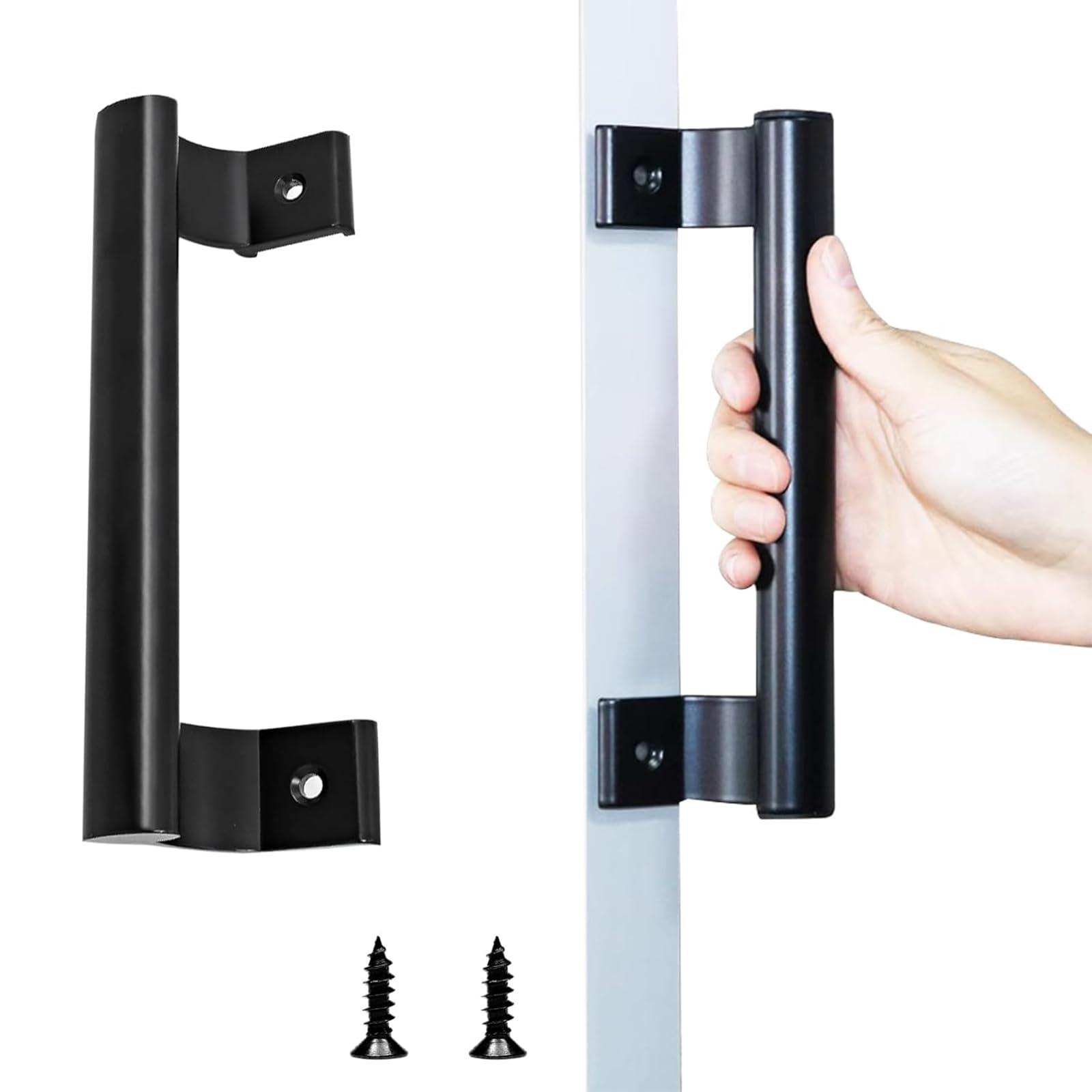 Tazweeq 7.8 Inches Sliding Door Handle, Aluminum Alloy Door Handle, for Balcony Glass Doors, Bathroom Sliding Doors, Closets and Warehouse Doors, Black