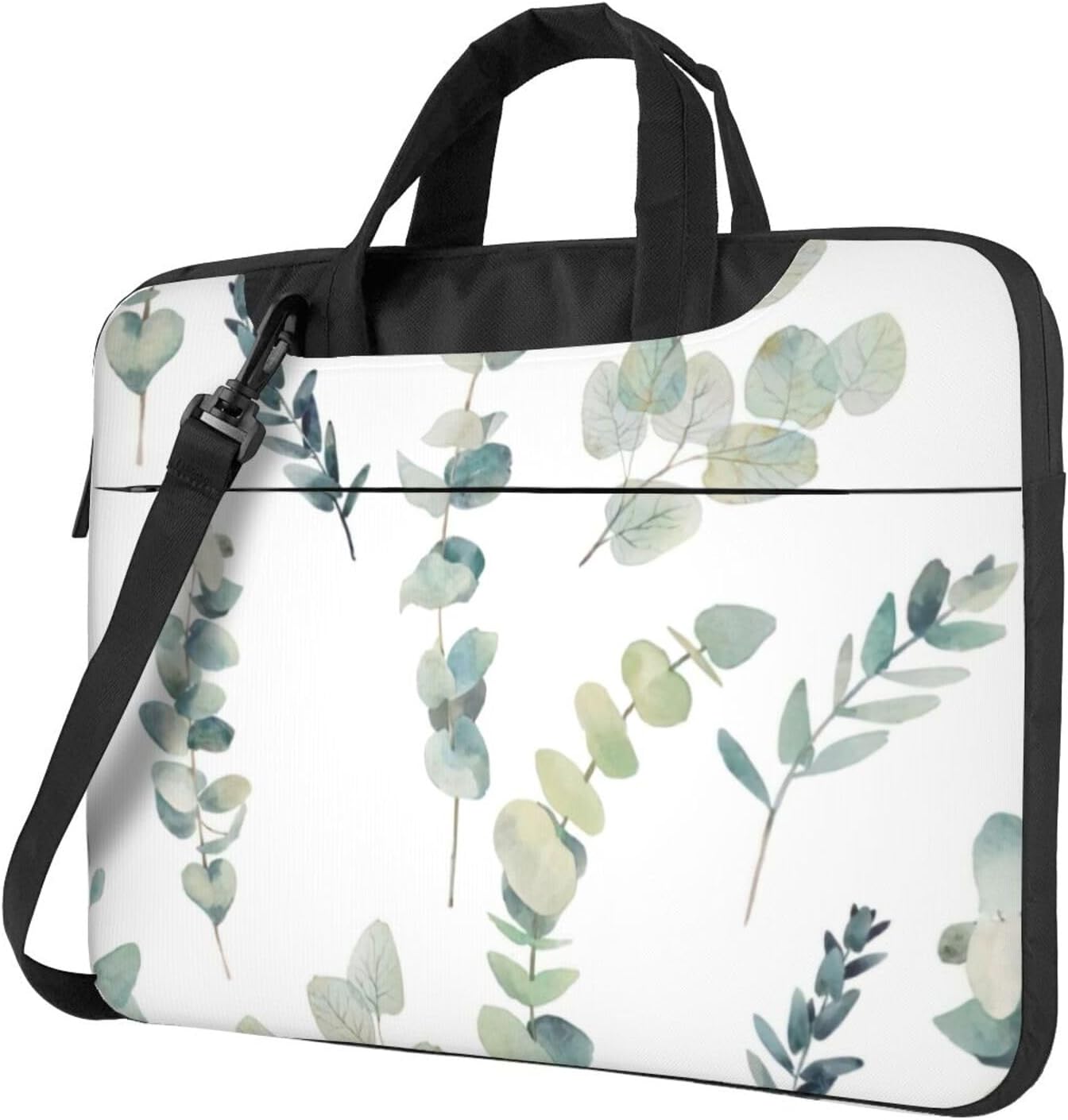 Eucalyptus Leaves Print Laptop Shoulder Bag Messenger Bag Notebook with Accessories Pocket 13/14/15.6 inch