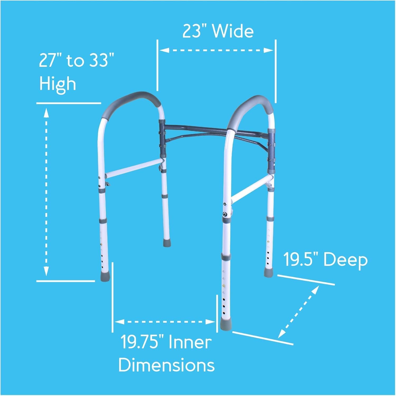 Carex E-Z Lock Toilet Seat and Toilet Safety Frame Combo Pack, 5 Inch Height Toilet Lift Seat Riser for Elderly and Handicap - Fits and Locks to Round or Elongated Toilets