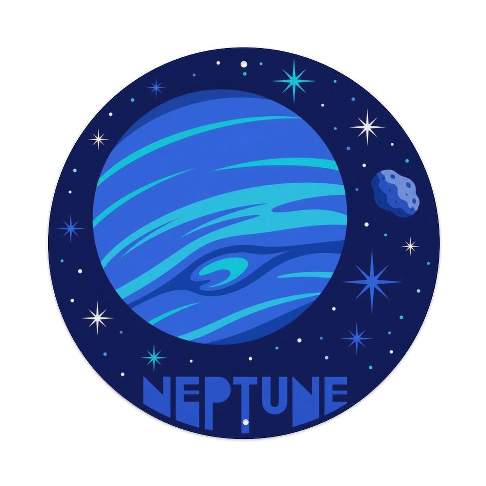 Solar System Neptune Ice Giant Space Age Celestial Metal Tin Sign