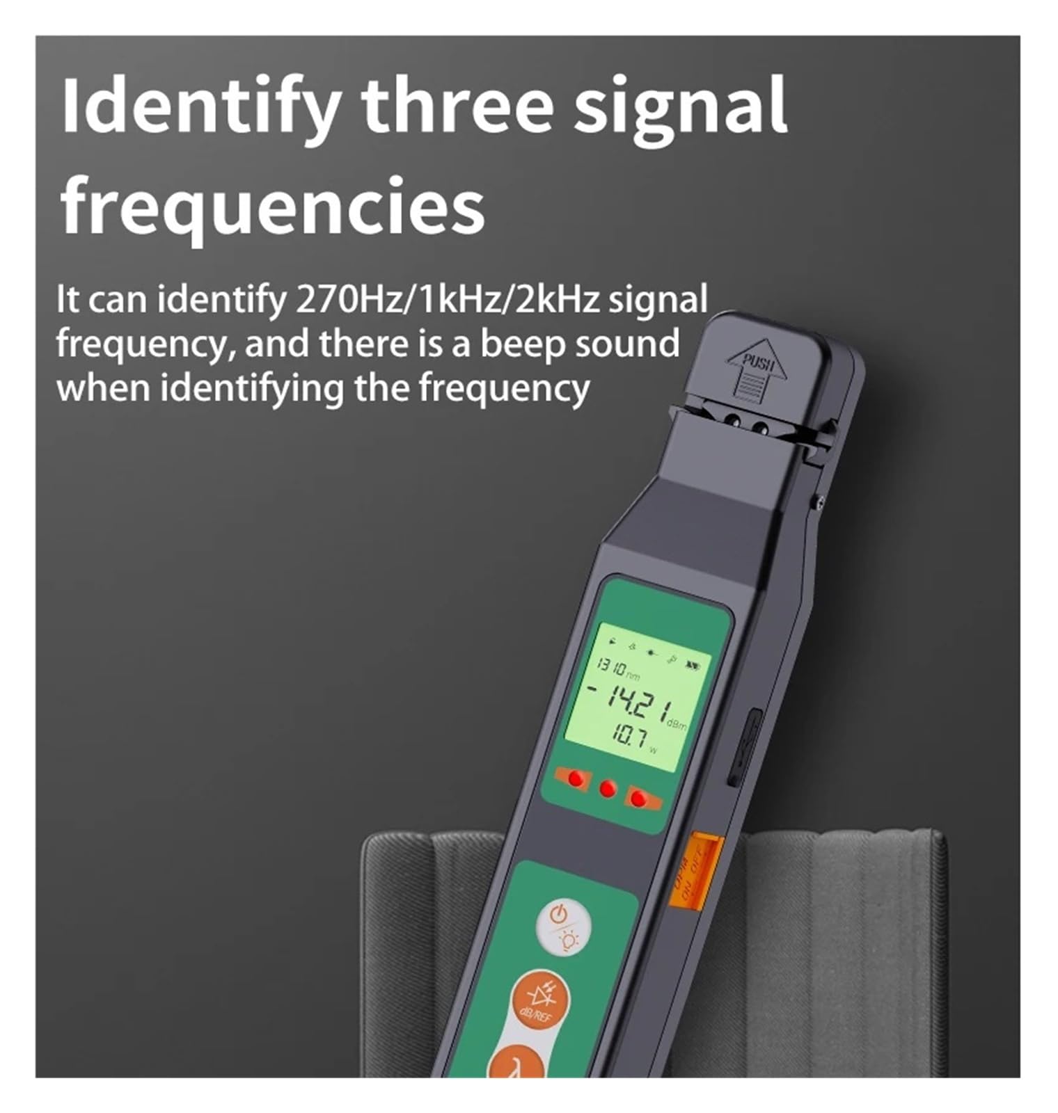 Longitud de onda 800-1700nm KFI-45 del identificador de tráfico de fibra óptica con VFL de 10MW, medidor de potencia y luz LED Error bajo | KFI-45-C
