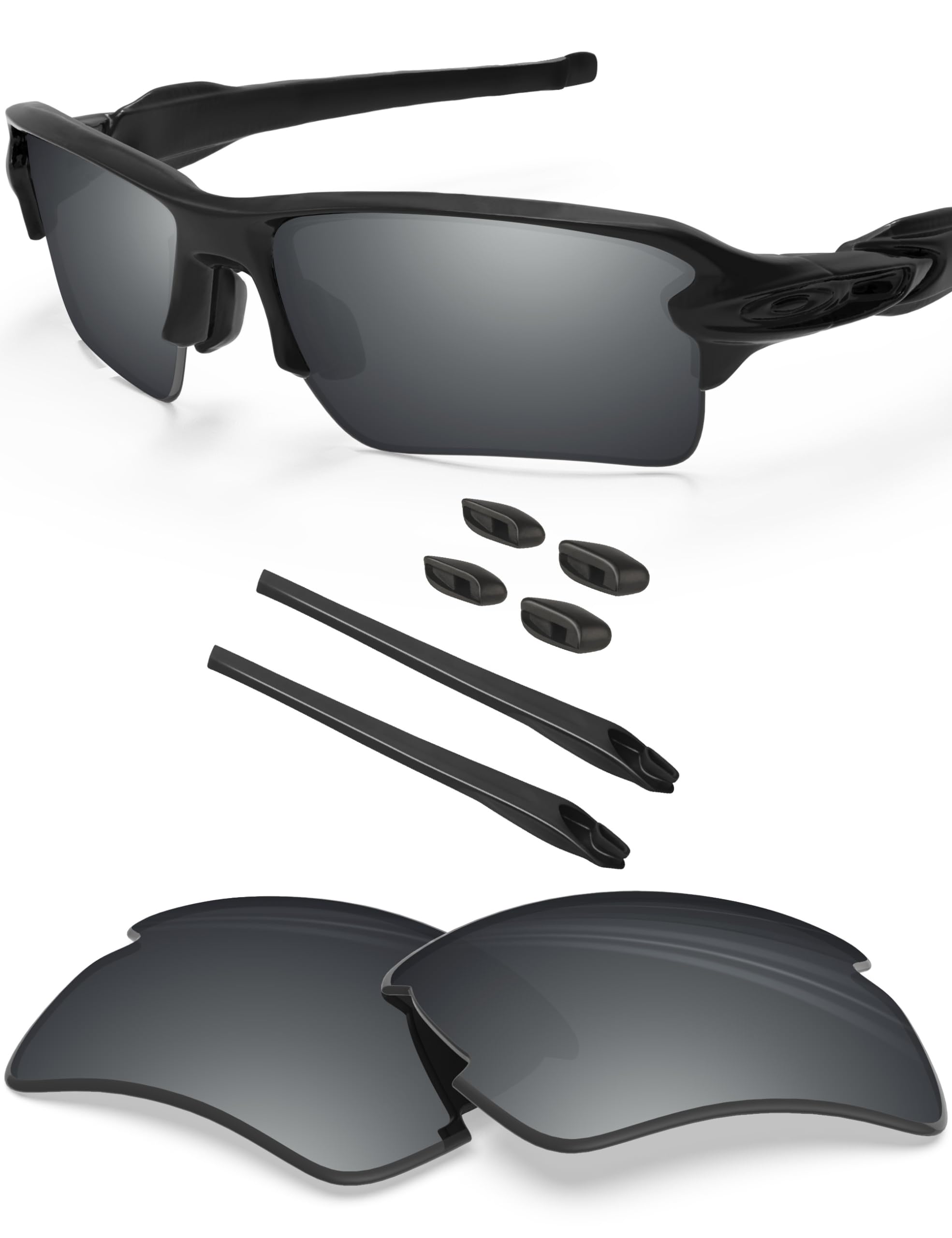 Blazerbuck Men's Silver Chrome - Polarized Polycarbonate Polarized Replacet Lenses & Sock Kit For Oakley Flak 2.0 Xl Oo9188 - Silver Chrome Ar Coated