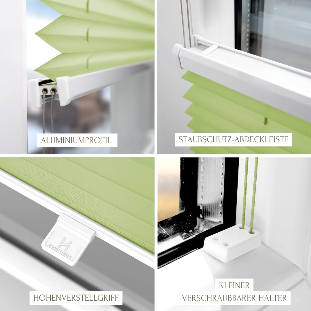 Home-Vision Plissee Zum Anschrauben – Blickdicht, Mittlere Verdunklung, Für Fenster Bis 115x120 Cm