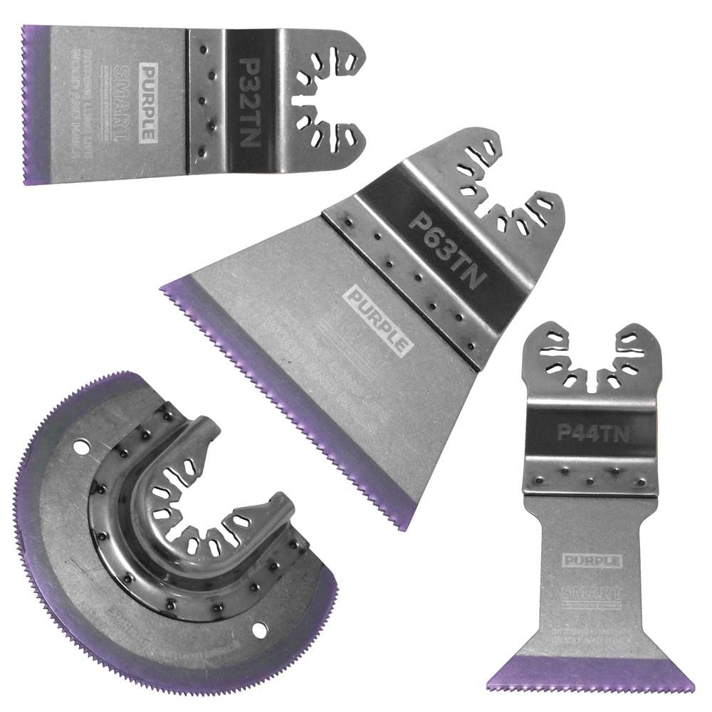 Smart 4 Piece Titanium Alloy Bi-Metal OIS Oscillating Multi Tool Blade Set