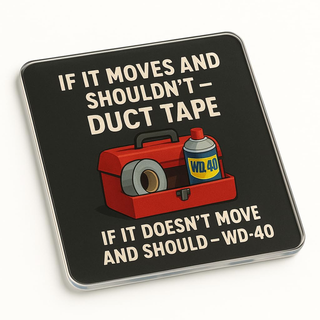 The Plum Penguin Handymans Quip Funny Acrylic Coaster Gift For Grandad Birthday - Handyman's Quip Illustration Novelty Present Desk Table Accessory
