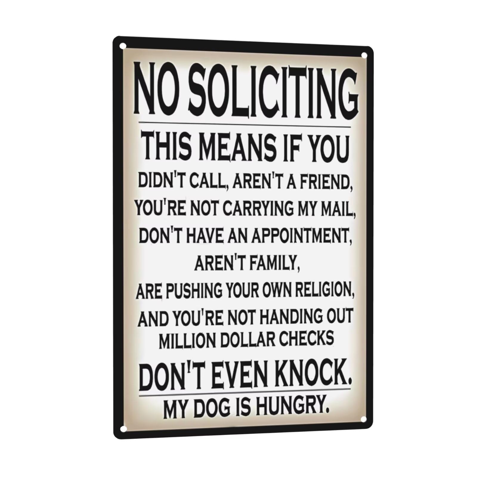 Funny Metal Sign Do Not Knock My Dog Is Hungry No Soliciting Warn Signs12"x8"