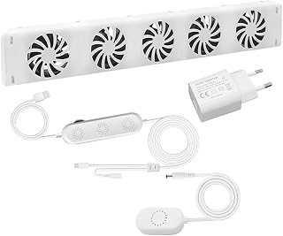 Smart Heizkörperlüfter mit Luftstromregelung, leiser Ventilator für effiziente Wärmeverteilung, automatischer Thermostat 30°C, energiesparend bis 30%, für fast für ALLE Heizkörper, weiß(MXRV-25-S201)