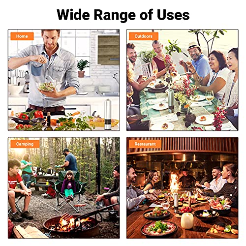 Electric Salt And Pepper Grinder Set - Automatic, Refillable, Battery Operated Stainless Steel Spice Mills With Light - One Handed Push Button Peppercorn Grinders And Sea Salt Mills #TOP7