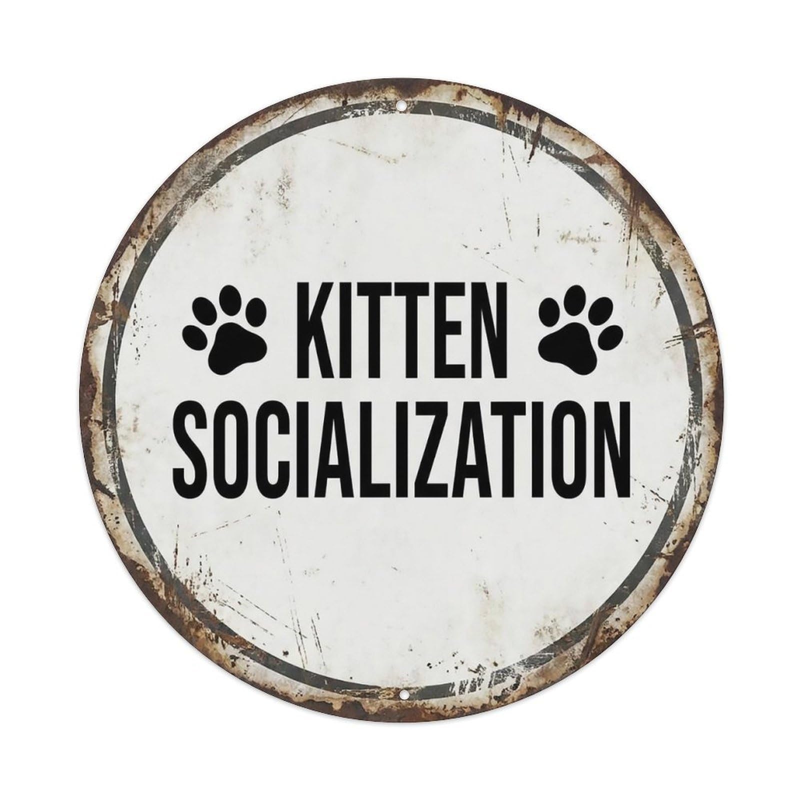 Vintage Kitten Socialization Decor Metal Tin Sign