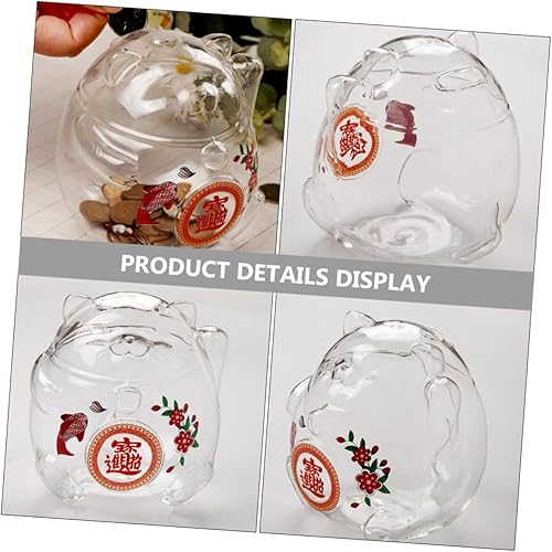 Miniatura 8 de Alcancía transparente para adultos, alcancía de cristal, hucha de cristal, figura de gato de la suerte, caja de cerdito, estatua de gato Maneki,