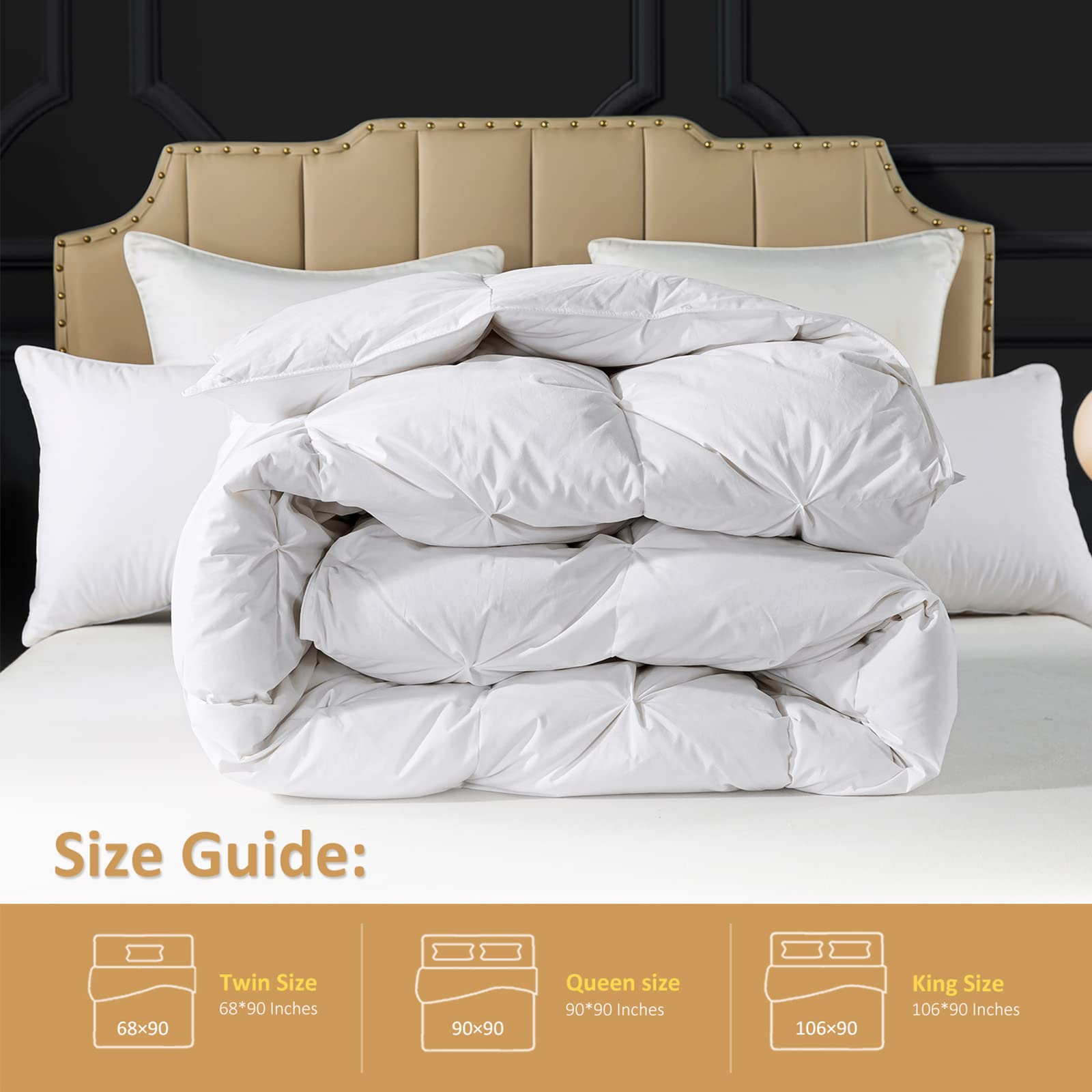 Cosybay Pinch Pleat Cotton White Goose Down Feather Comforter Filled with Feather & Down â