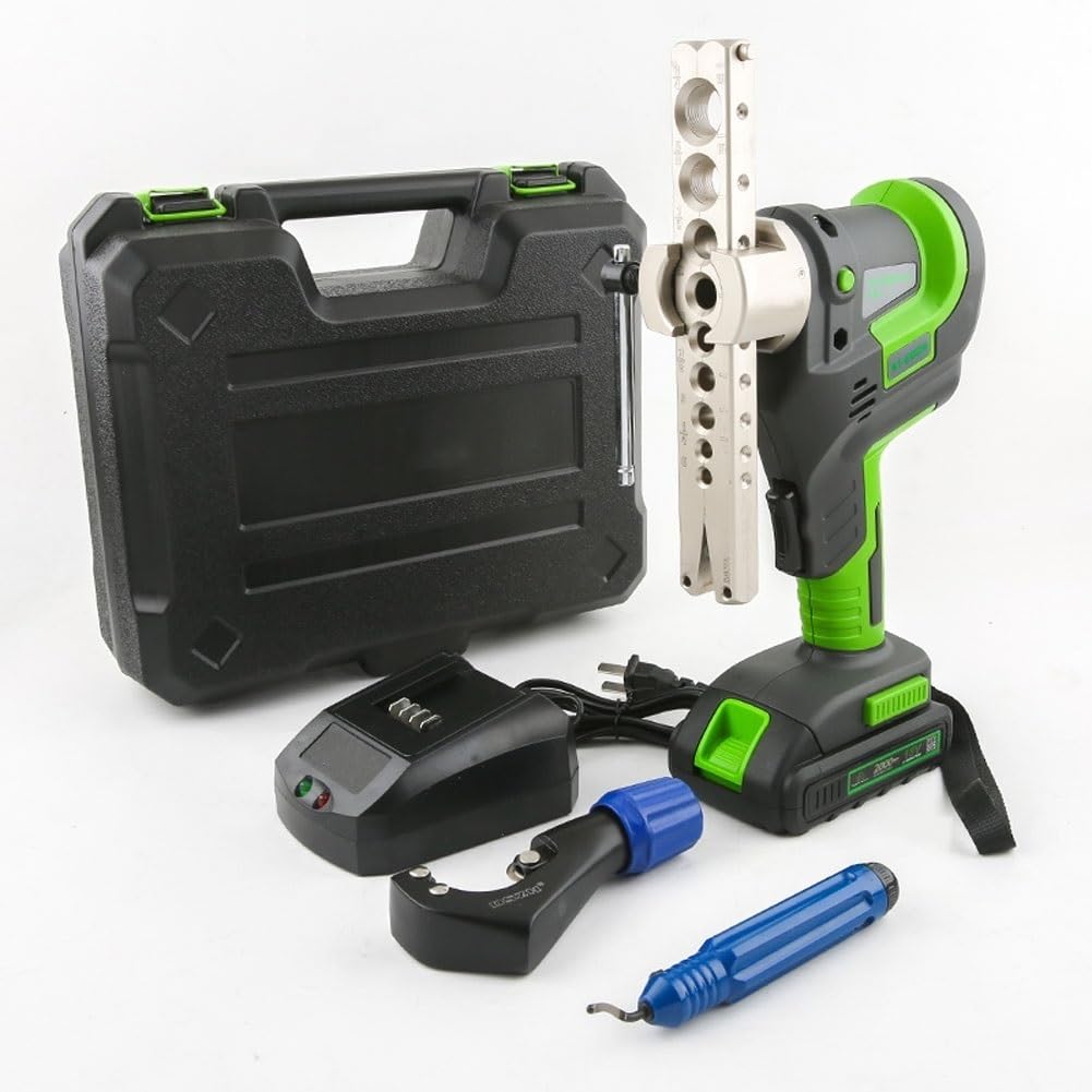 Electric Flaring Tool, 6mm-3/4”Pipe Tube Expander Tool Kit, HVAC Eccentric Flaring Tool with Pipe Cutter & Deburrer, 5 Sec Fast Flaring for Soft Copper/Aluminum/Brass Pipes