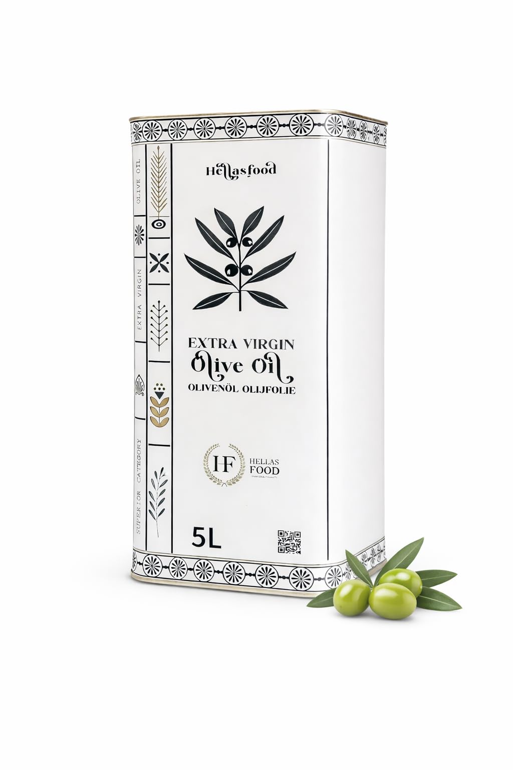 Hellas Food Extra Natives Olivenöl 5 Liter – Kaltgepresst – Premium Blend aus Peloponnes – Fruchtiges Aroma – Reich an Antioxidantien – Ideal zum Kochen & für Salate