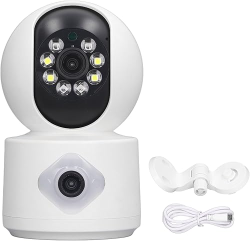 Miniatura 5 de Marhynchus Cámara de seguridad para el hogar, lente dual, detección de movimiento nocturno, cámara inalámbrica WiFi para monitoreo de bebés en casa