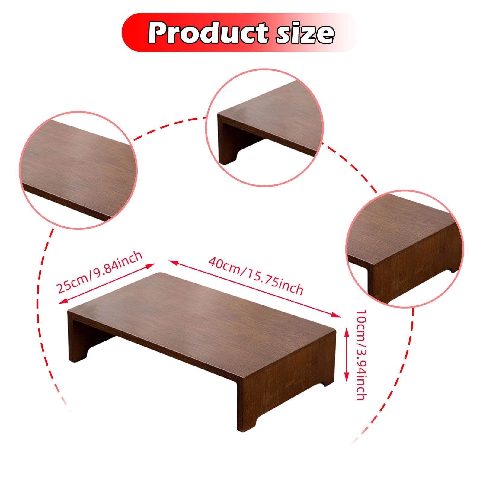 Panchetto Basso in Legno Poggiapiedi Comodo Multifunzionale Design Minimalista Adatto a Soggiorno, Marrone Scuro