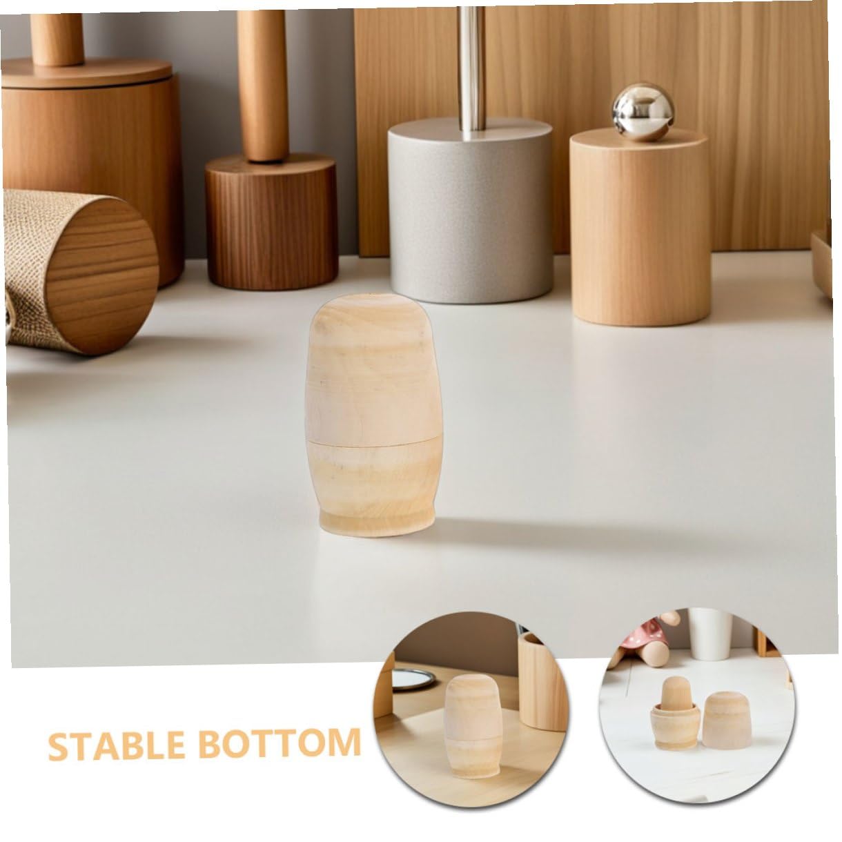 Set 5 Pezzi Bambole Matrioska in Legno da Colorare, Kit Educativo Fai da Te per Bambini