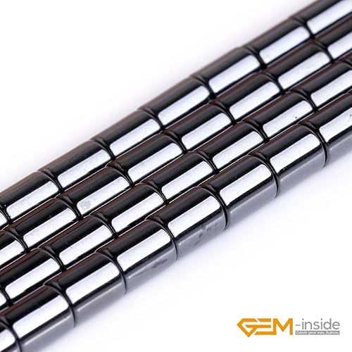 Miniatura 3 de GEM-Inside - Cuentas de pérdida de piedras preciosas no magnéticas de hematita negra natural de 0236 x 0315in columna de piedra energética para