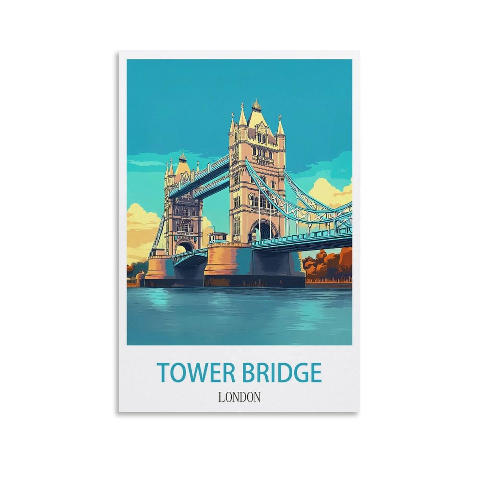 Xllyxygjq Unframe-Style Tower Bridge London Vintage Travel Poster 08X12inch(20X30cm) Canvas Wall Art Poster Print Artwork Painting Picture For Home Decoration Living Room Office Bedroom