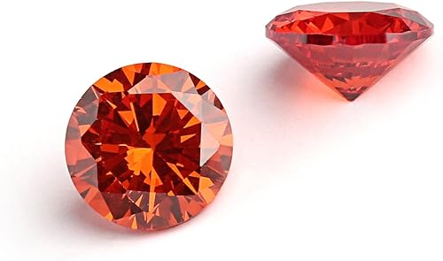 Piedras de circonita cúbica naranja impecables de 0.472 in con ajuste redondo de circonita cúbica de corte brillante, Piedra