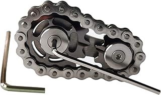 Sprocket Fidgets Chain Stainless Steel Fidget Cube Gears Linkage Bike Chain Novelty Fidget Block Kinetic Desk Toy Metal EDC Focus Meditation Break Bad Habits ADHD (Gunmetal)