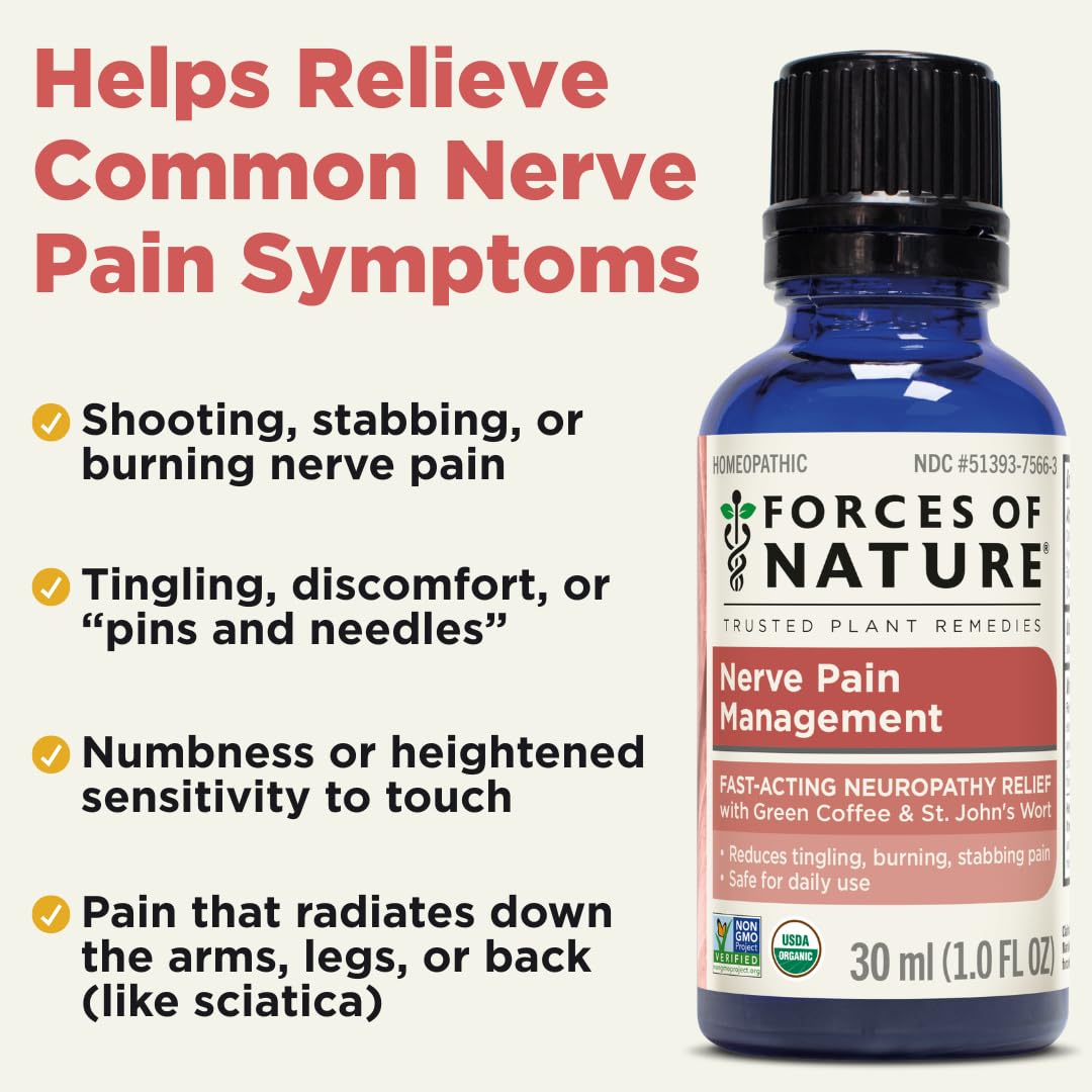 Forces of Nature Nerve Pain Management, Organic Topical Relief for Neuropathy & Nerve Discomfort, Homeopathic Medicine Supports Relief from Shooting Pains for Back, Hands, Legs & Feet, 1 fl oz — Amazon image 3